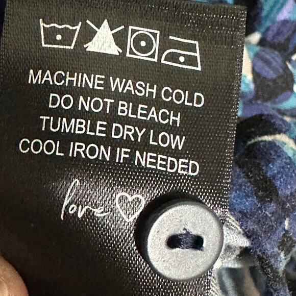 nic + zoe blue geometric print blouse long sleeve rayon stretch size medium - Picture 5 of 6